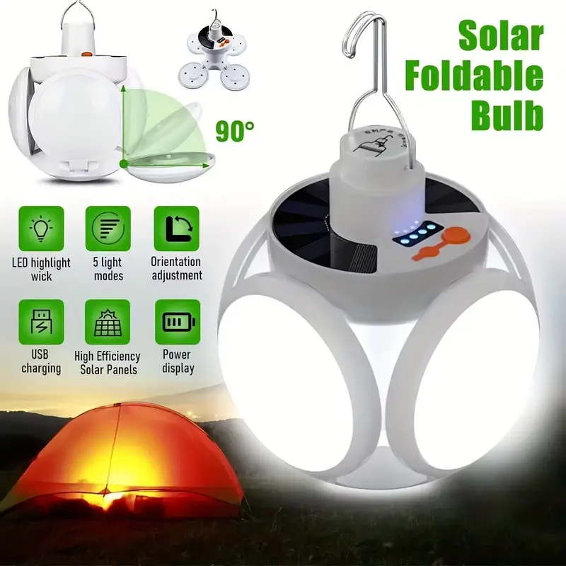 1 ضوء شمسي قابل للطي مع شحن US - مراجعة Power Outage Light وسعره