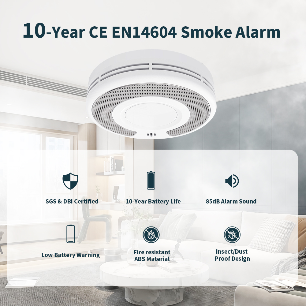 كاشف دخان مترابط ببطارية 10 سن - مراجعة Smoke Detector Interconnected وسعره